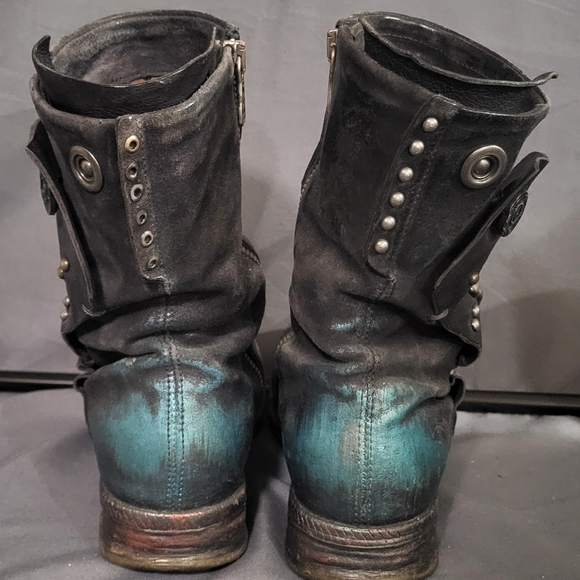 A.S.98 Black and Teal Heeled Boots - Picture 4 of 9